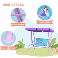 Outsunny Two Seater Kids Garden Swing, Fairy Themed kids Swing Chair with Adjustable Canopy, Safety Belts for Outdoor Use(m-6)