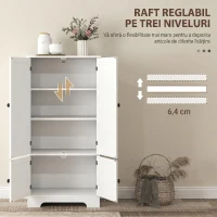 HOMCOM Bufet de bucătărie cu 4 uși, 2 dulapuri și raft reglabil, 58,2x30x123 cm, alb(m-6)