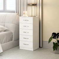 HOMCOM Comodă cu 5 sertare, stil modern, din PAL, 40x35x85 cm, alb(m-10)