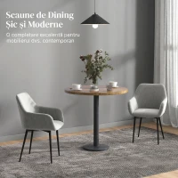 Homcom Set 2 Scaune Dining Gri inchis – Tapitate cu Brate & Cadru Solid(m-5)