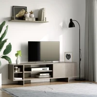 HOMCOM Set Mobile Porta TV con Armadietto e Mensola da Appendere in Legno, 160x35.6x44cm - Grigio(m-2)