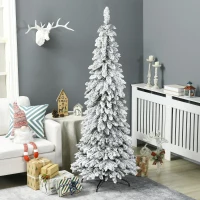 HOMCOM Albero di Natale Innevato 180cm con 523 Rami e Base in Acciaio per Interni(m-10)