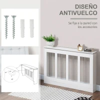HOMCOM Cubre Radiadores de MDF con Listones y Repisa Cubreradiador para Salón Dormitorio 120x18x84 cm Blanco(m-14)