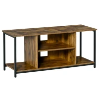 HOMCOM Meuble TV, meuble télé avec compartiments ouverts, étagère réglable, 110x40x50cm, brun rustique(m-11)
