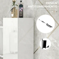 kleankin Armário Alto e Estreito para Casa de Banho com Portas e Prateleiras Ajustáveis 30x30x181,5 cm Branco Brilhante(m-6)