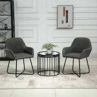 HOMCOM Set 2 Sedie Moderne per Sala da Pranzo, Cucina o Soggiorno, Sedie Imbottite in Finta Pelle Grigia 60x56.5x85cm(m-10)