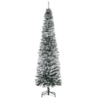 HOMCOM Albero di Natale Innevato in PP Verde con 738 Rami Ignifughi e Base in Acciaio Inox, Ø68x225 cm(m-11)