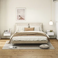 HOMCOM Conjunto de 2 Mesas de Cabeceira Flutuante Conjunto de 2 Mesas de Cabeceira de Parede com Gaveta 43x36,5x30,5 cm Branco(m-10)