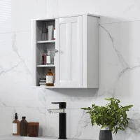 HOMCOM Bathroom Cabinet, Modern Bathroom Wall Cabinet with Adjustable Shelves and Cupboard, 53W x 15D x 51H cm, White(m-9)