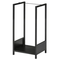 Outsunny Scaffale Portalegna da Esterno e Interno in Acciaio con Base Rialzata, 39x35x76cm, Nero(m-11)