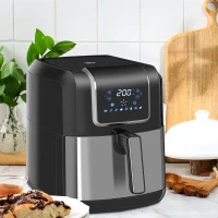 HOMCOM Air Fryer, 1700W 6.5L Air Fryers Oven with Digital Display, 360° Air Circulation, Adjustable Temperature, Timer and Non-stick Basket for Oil Less or Low Fat Cooking, Black(m-25)