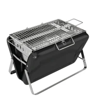 Outsunny Charcoal BBQ Grill Portable Stainless Steel Barbecue with Tilting Grate for Camping Picnic Garden Black(m-1)