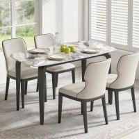 HOMCOM Dining Table for 4, Modern Kitchen Table with Sintered Stone Tabletop, Metal Legs, White(m-2)