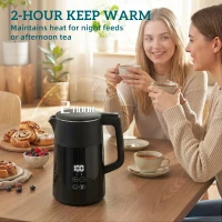 HOMCOM Electric Kettle, 1.7L Fast Boil 3kW Water Kettle with UK Strix Thermostat, LED Display, Keep Warm Function, Black(m-7)