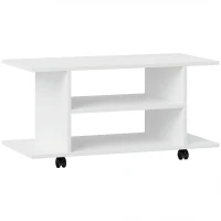 HOMCOM Mobilier Unghiular cu Roți și Rafturi, până la 42", Alb(m-1)