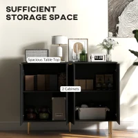 HOMCOM Sideboard Buffet Cabinet, Modern Kitchen Storage Cabinet with Adjustable Shelves and Metal Legs, Black(m-4)
