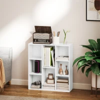 HOMCOM Bibliothèque étagère de rangement 8 compartiments, pour salon chambre à coucher bureau, 74,3x24x80cm, blanc(m-2)