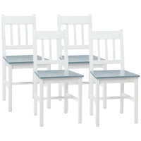 HOMCOM Dining Chairs Set of 4, Kitchen Chair with Slat Back, Pine Wood Structure for Living Room and Dining Room, White(m-1)
