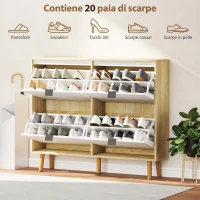 HOMCOM Scarpiera Slim Moderna con 4 Cassetti Ribaltabili per 20 Paia di Scarpe, 105x24x92.5 cm, Bianco(m-5)