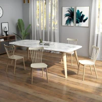 HOMCOM Conjunto de 4 Cadeiras Estilo Nórdico com Encosto Alto e Pés de Madeira de Faia 43x52,5x83cm Bege e Madeira(m-10)