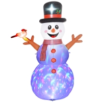 Outsunny Großer Schneemann, 2,40 m, Weihnachtsdeko, mit LEDs, selbstaufblasend, Polyester