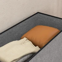 HOMCOM Baú de Arrumação 84L Puff de Arrumação Dobrável Estofado em Linho Sintético com Tampa 76x38x38 cm Cinzento Claro(m-8)