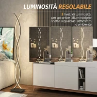 HOMCOM Lampada da Terra LED a Doppia Spirale, Lampada da Salotto con Luminosità Regolabile, Interruttore a Pedale, Nero(m-5)