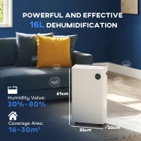 HOMCOM 5500mL Portable Dehumidifier with Air Purifier, UVC, Ioniser, 24H Timer, 5 Modes, 16L/Day, for Home Laundry, White(m-3)