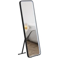 HOMCOM Standspiegel Wandspiegel Ganzkörperspiegel inklusive Wandbefestifung, 151,5 x 50 x 4 cm, Schwarz(m-12)
