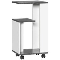 HOMCOM Nachtschrank, mit 4 Rollen, 3 Regale, 35 x 29,5 x 65,5 cm, Grau/Weiß