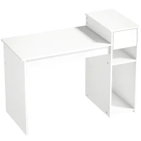 HOMCOM Birou pentru Studiu și Scris cu Sertar și Rafturi, 108 cm, Alb(m-1)