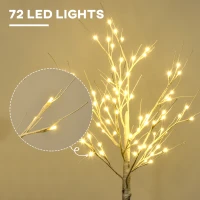HOMCOM 4ft Artificial White Birch Tree Light with Warm White Pre-Lit LED Light for Indoor and Covered Outdoor Use(m-4)