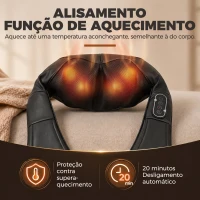 HOMCOM Massageador Cervical e de Costas com Calor e 8 Nós Shiatsu 3 Intensidades de Amassamento 3D Preto(m-5)