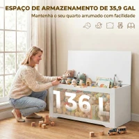 HOMCOM Baú de Arrumação 136L com Painel de Ratã e Tampa com Braços de Apoio, 100x40x45 cm, Branco(m-5)