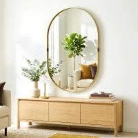 HOMCOM Wall Mirror, Bathroom Mirror with Elevated Aluminium Alloy Frame, 60 x 90 cm, Gold Tone(m-8)