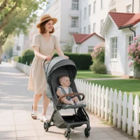 AIYAPLAY Foldable Baby Stroller with Adjustable Seat, 5-Point Harness, Canopy, Basket, 6.3kg Lightweight & Compact, Dark Grey(m-10)