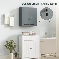 kleankin Dulap medical, dulap pentru medicamente încuiabil cu 2 uși și 6 rafturi, gri cărbune(m-4)