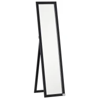 HOMCOM Specchio da Terra e Parete con Supporto Richiudibile e Cornice in MDF, 37x48x152cm, Nero(m-1)