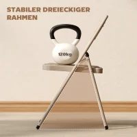 HOMCOM 2er-Set Klappstühle, Tragbare Bürostühle, Metallbeine, Faltstuhl für Büro, Empfang, Wartezimmer, Leinenoptik, Beige(m-5)