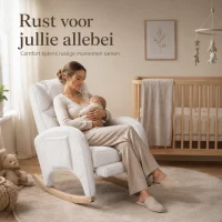 Teddy Schommelstoel met Voetensteun Comfortabele Voedings en Relaxfauteuil met Hoge Rugleuning Wit(m-6)