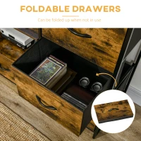 HOMCOM Industrial Storage Cabinet with 2 Open Shelves and 3 Foldable Fabric Drawers, Multifunctional Bookshelf in Living Room, Study, Bedroom, Rustic Brown(m-5)