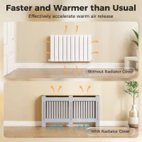 HOMCOM Slatted Radiator Cover, Painted Cabinet with Line Grill Design, 152L × 19W × 81H cm, Grey(m-4)