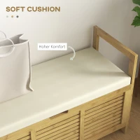 HOMCOM Schoenenrek met opbergruimte, Schoenenbank, zachte zitting, Bamboe, 100x40x60 cm(m-5)