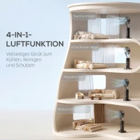HOMCOM 4-in-1 Standventilator mit Wassernebel Luftreiniger Mückenschutz 9-Stunden-Timer 3 Modi Fernbedienung Schwarz(m-4)