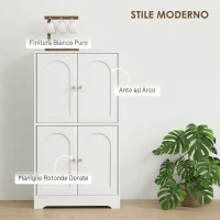 HOMCOM Credenza Cucina in Legno con 2 Armadietti, 4 Ante, 2 Ripiani Regolabili, per Sala da Pranzo, Soggiorno, Bianco(m-4)