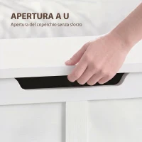 HOMCOM Cassapanca Contenitore 100 cm con 2 Cerniere di Sicurezza, Bianco Effetto Legno(m-6)