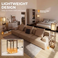 HOMCOM Floor Lamp with Shelves, 4 Layer Standing Lamp with USB Ports, 3 Colour Temperature, Rustic Brown(m-9)