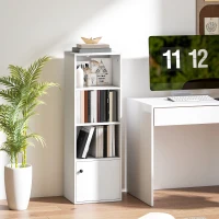 HOMCOM Estante de 4 Níveis Estante para Livros com Prateleiras Ajustáveis e Armário Estante Moderna 40x30x120 cm Branco(m-10)