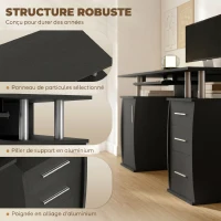 HOMCOM Bureau d'ordinateur, bureau informatique 120 x 55 cm avec plateau pour clavier, 3 tiroirs, pour chambre, domicile, noir(m-5)
