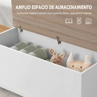 HOMCOM Baú de Armazenamento de Madeira Banco de Armazenamento 100x40x40 cm Branco e Madeira(m-4)
